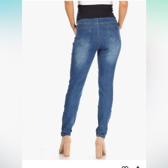 NWT Maternity Fashion Blue Skinny Jeans Size M Medium Denim Pants - Picture 2 of 5